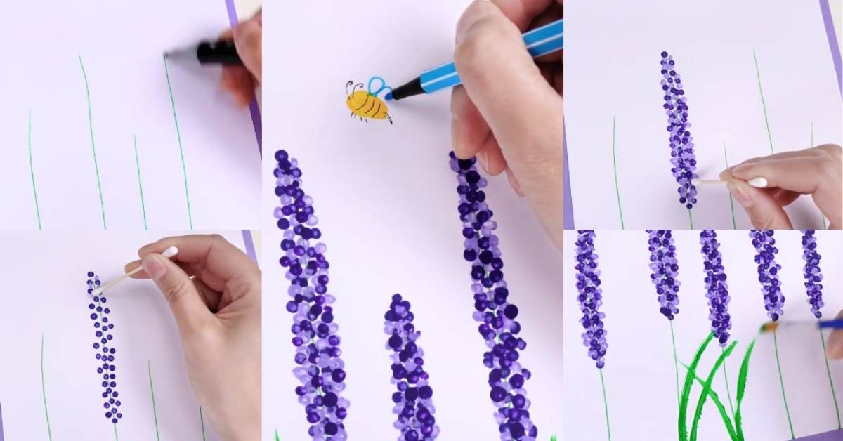 lavender-flowers-and-bee-finger-painting